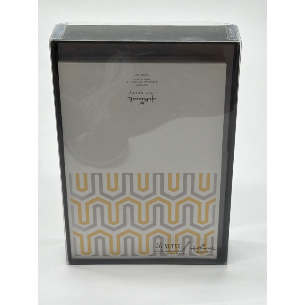 Hallmark Stationery 50 Blank Note Cards & Seals Yellow Grey Geometric